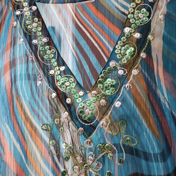 F2 Beautiful sheer So light & airy multi coloured Bejeweled No tags - Picture 3 of 7